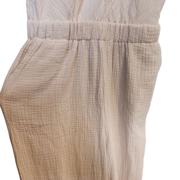 4OUR Dreamers ANTHROPOLOGIE Women's tan jumpsuit SMALL tie Top Wide Leg Ankle - Picture 8 of 8